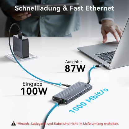 USB C Dockingstation 15-in-1 – Triple 4K Display & 100W PD