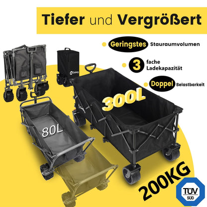 Sekey XXXL-Super 4013 Bollerwagen faltbar - breite Reifen, Schwarz