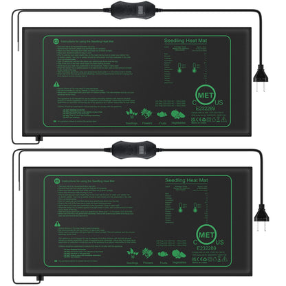 Mojimdo Heizmatte für Pflanzen mit Thermostat, 50 W, 2er-Pack – PVC-Wärmematte zur Keimung von Sämlingen