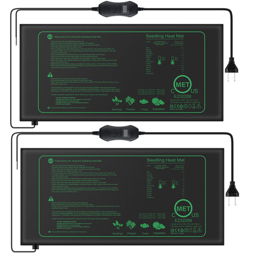 Mojimdo Heizmatte für Pflanzen mit Thermostat, 50 W, 2er-Pack – PVC-Wärmematte zur Keimung von Sämlingen