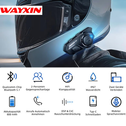 WAYXIN T2 Motorrad-Headset mit Gegensprechanlage, 2er-Set
