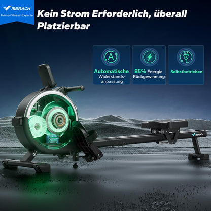 MERACH Rudergerät Selbstversorgend – App & Auto-Widerstand