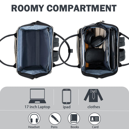 KROSER Laptop-Rucksack 17 Zoll, wasserabweisend, Schwarz Gesteppt