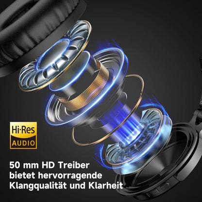 OneOdio Pro C Bluetooth-Kopfhörer Over-Ear mit Mikrofon, schwarz