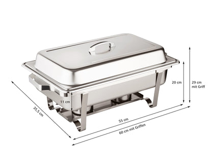 Morleos Chafing-Dish Speisewärmer - 3x 1/3 GN 65 mm Edelstahl