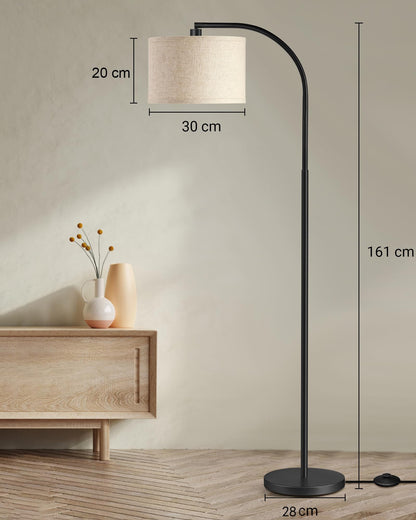 EDISHINE Bogenlampe Stehleuchte - 161cm Schwarz Beige