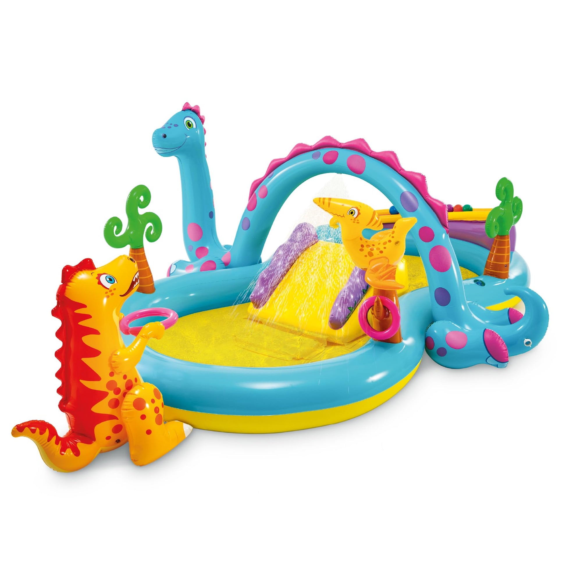 Intex Dinoland 57135EP Wasserspielcenter aufblasbar mit Rutsche und Dinobogen