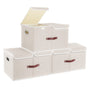 TYEERS Stoffbox mit Fächern – Beige 3er-Set 55x33x30 cm
