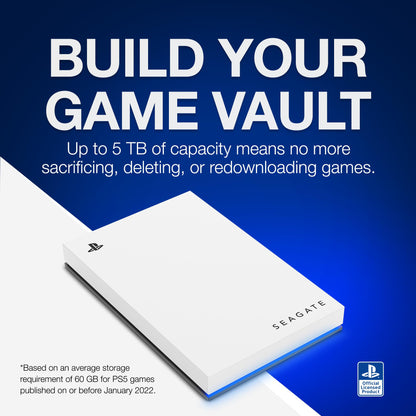 Seagate Game Drive PS4/PS5 tragbare externe Festplatte 5TB – weiss