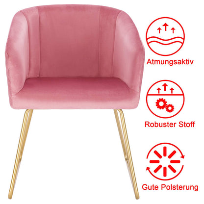 WOLTU Esszimmerstuhl BH271rs-1 – Rosa Samt, Gold Beine