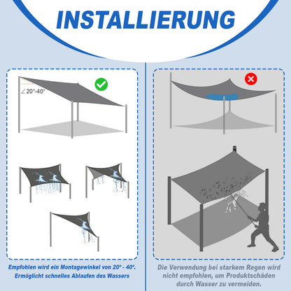 Sunnylaxx Sonnensegel 4x5 m rechteckig wasserdicht Anthrazit