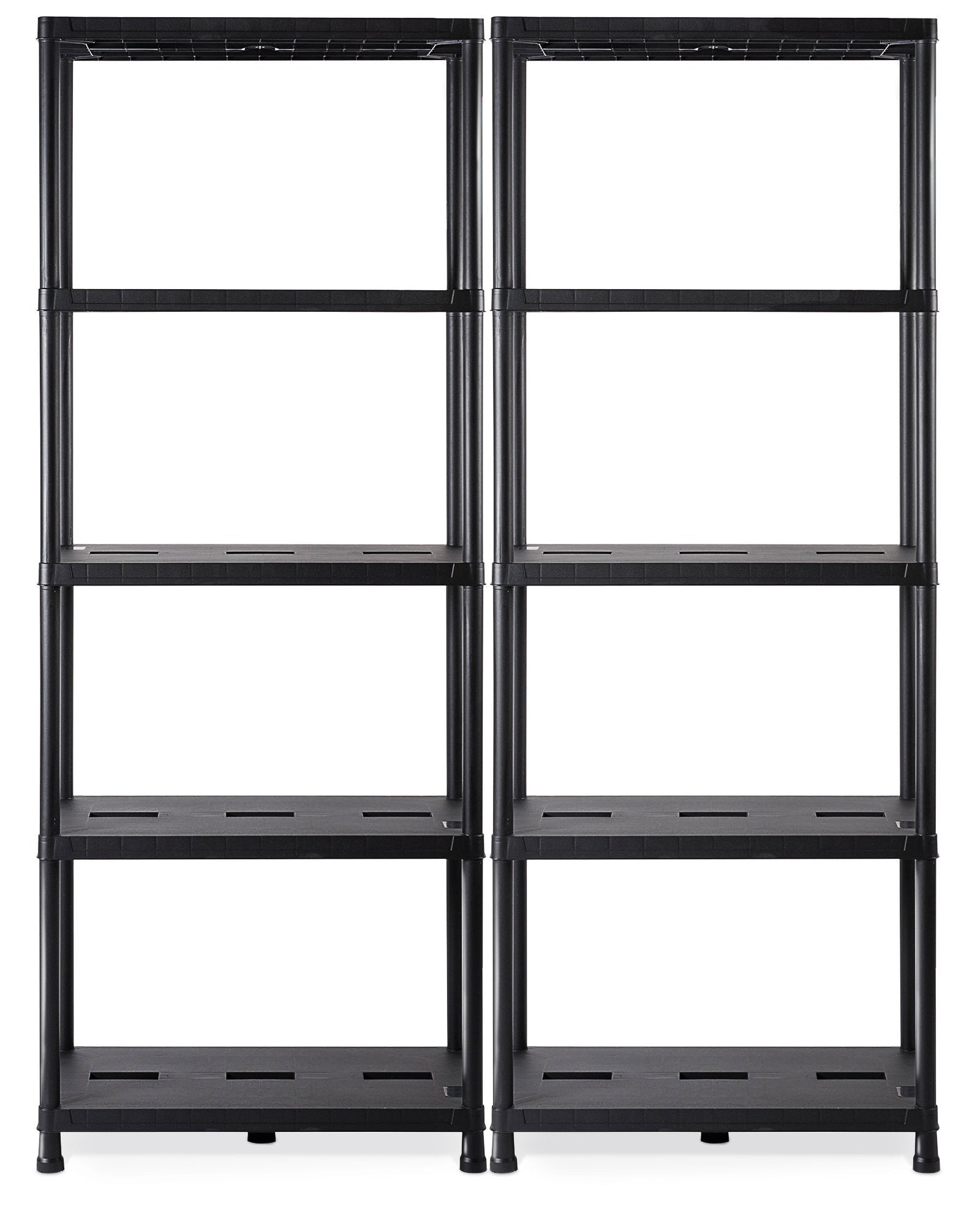 Ondis24 Schwerlastregal Kunststoff, 2er Set, 5 Böden, 180 kg belastbar – schwarzes Steckregal