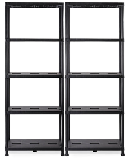 Ondis24 Schwerlastregal Kunststoff, 2er Set, 5 Böden, 180 kg belastbar – schwarzes Steckregal