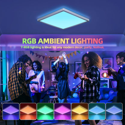 BLNAN RGB LED Deckenleuchte dimmbar mit Fernbedienung, 24W, weiss