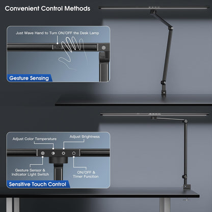 VERSKI Schreibtischlampe 24W Gestenerkennung - Mattschwarz
