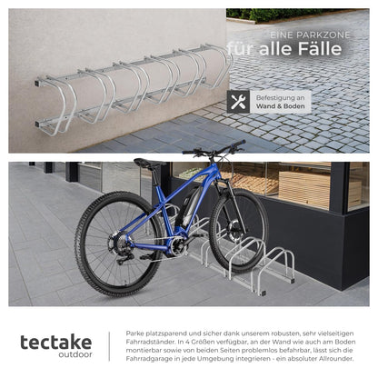 tectake Fahrradständer für 6 Fahrräder, Wand- und Bodenmontage