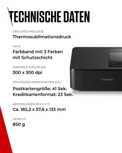 Canon SELPHY CP1500 Mobiler Fotodrucker Schwarz mit Papierset