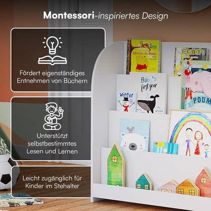 Bellabino Baru Montessori Kinderbücherregal Kinderzimmer - Weiss