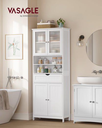 VASAGLE Badezimmerschrank BBC768W01 mit Schublade, wolkenweiss