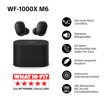Sony WF-1000XM6 In-Ear Noise-Cancelling-Kopfhörer, Schwarz