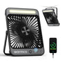 Warmco D4 Pro Campingventilator, Akku-Tischventilator mit Licht, ultraflach mit Aufhängehaken