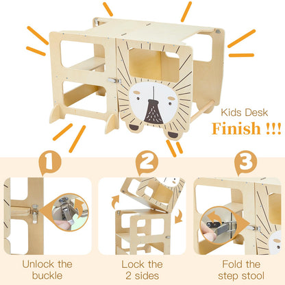 labebe Lernturm Montessori Klappbar 2-in-1 Gross mit Boards
