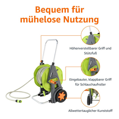 Amazon Basics Schlauchwagen mit Schlauch, 30 m, Grün/Grau