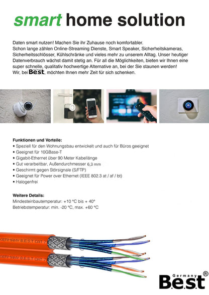 Germany B.e.s.t CAT 7 Verlegekabel S/FTP - 50m Duplex