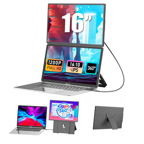 MobileView 16" FHD 1200P Portable Monitor mit drehbarem Ständer