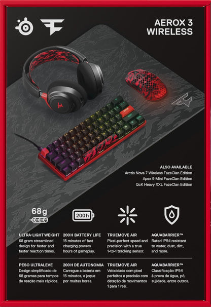 SteelSeries Aerox 3 Wireless Gaming-Maus - Faze Clan Edition