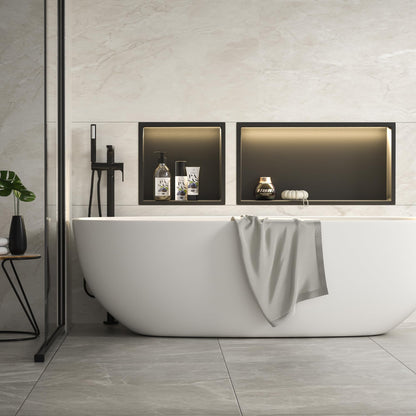 Bernkot Wandnische Dusche LED Edelstahl 60x30 cm Matt Schwarz