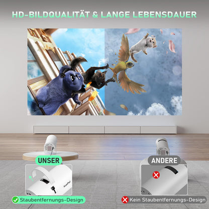 Mini Beamer 1080P Projektor - Netflix-zertifiziert, Autofokus