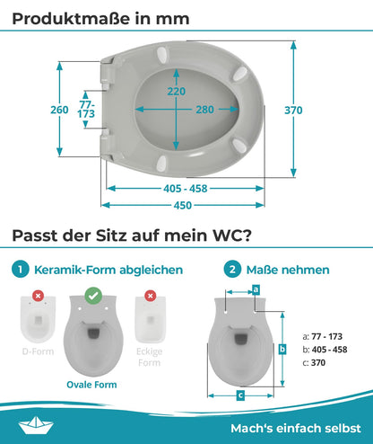 Calmwaters® Premium WC Sitz Duroplast oval - Manhattan-Grau