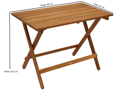 DEGAMO Klapptisch Dana, Gartentisch aus Akazienholz geölt, 90x52x65 cm