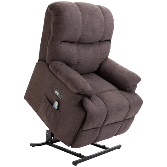 HOMCOM Relaxsessel mit Aufstehhilfe, Massage, neigbar – Kaffee-Braun. Kaffee-brauner Sessel mit Aufstehhilfe, Massage- und Liegefunktion zur Entspannung.