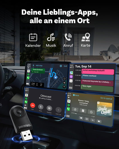 OTTOCAST MINI kabelloser CarPlay Android Auto Adapter - Schwarz