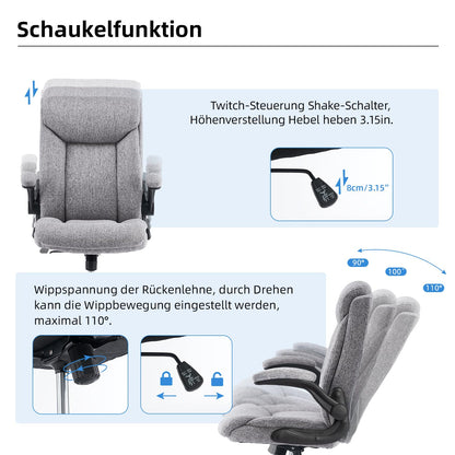MZLEE Ergonomischer Bürostuhl Drehstuhl - Grauer Stoff