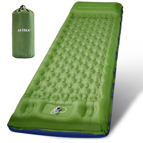 JATEKA Camping-Isomatte aufblasbar mit Kissen und Fusspumpe, 12 cm – 83 cm breit, Nylon mit TPU-Beschichtung