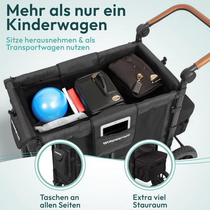 WonderFold W2 Luxe KinderVan Bollerwagen – Volcano Black