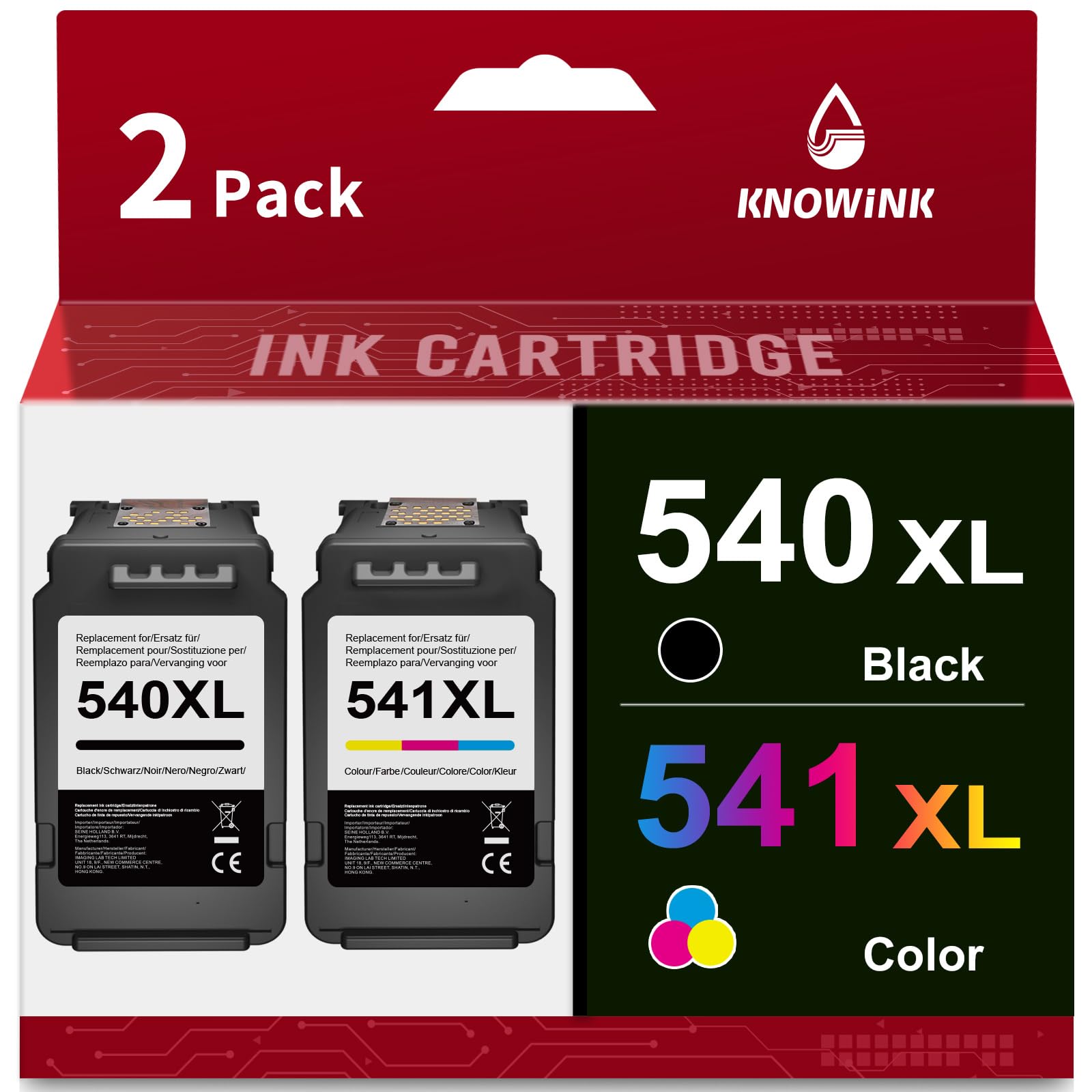 KNOWINK 540XL 541XL Patronen Multipack – Kompatibel Canon 2er-Set: Schwarze und tricolor Tintenpatrone für Canon Drucker.