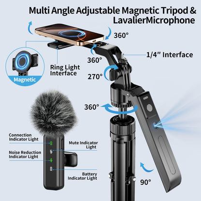 yAyusi Vlogging-Kit C19, Handy-Stativ mit Licht und Mikrofon