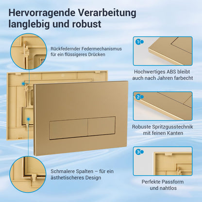 Mendorio WC-Drückerplatte für Geberit Sigma UP300/UP320, Gold matt