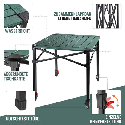 VILLEY Faltbarer Aluminium Campingtisch – mit Tragetasche