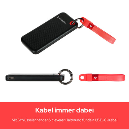Verbatim Pocket SSD Tragbare Externe Festplatte 1 TB Schwarz/Rot