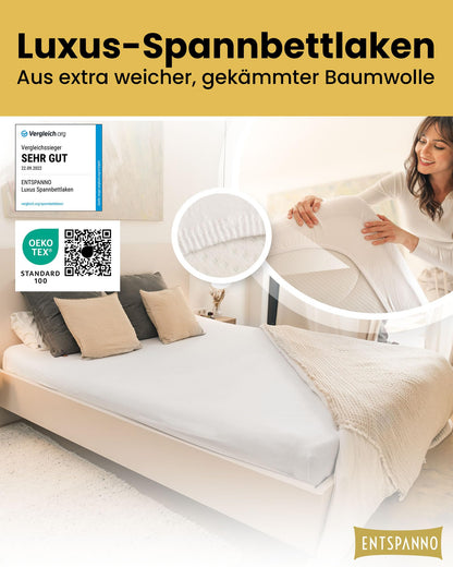ENTSPANNO Spannbettlaken 180x200–200x220 cm Jersey Weiss