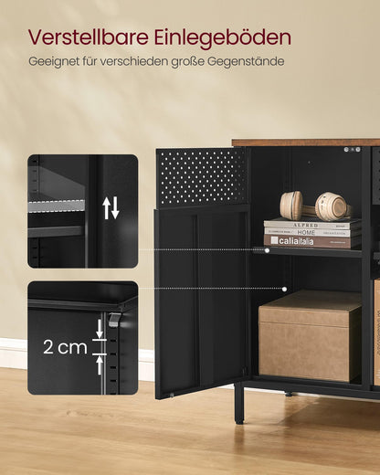 SONGMICS Aufbewahrungsschrank Metallschrank vintagebraun-mattschwarz