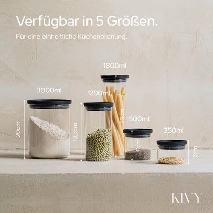 KIVY Vorratsgläser 4er Set 500 ml aus Borosilikatglas mit Glasdeckel