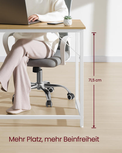 VASAGLE LWD039W70V1 Bürotisch 120x60cm - Natureiche Perlweiss