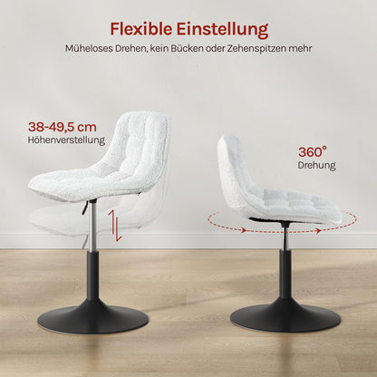 WOLTU Schminktisch Hocker mit Rückenlehne, höhenverstellbar, Weiss
