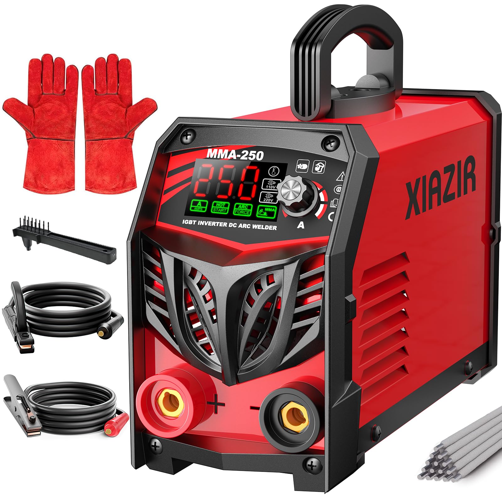 XIAZIR Elektroden-Schweissgerät 250A, IGBT Inverter mit LED-Display und Tragegriff